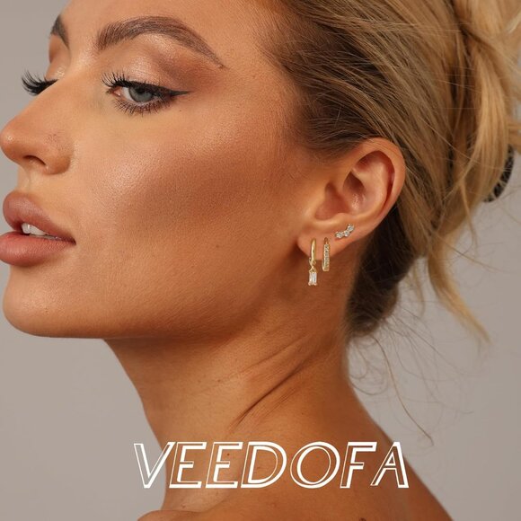 🆕 Women Gold Small Hoop Earrings Trendy Chunky Multiple Piercing Jewelry Gift - Picture 2 of 7